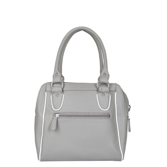 Vegan Leather Women’s Grey Handbag – Top Handle Satchel with Crossbody Strap - Picture 10 of 11